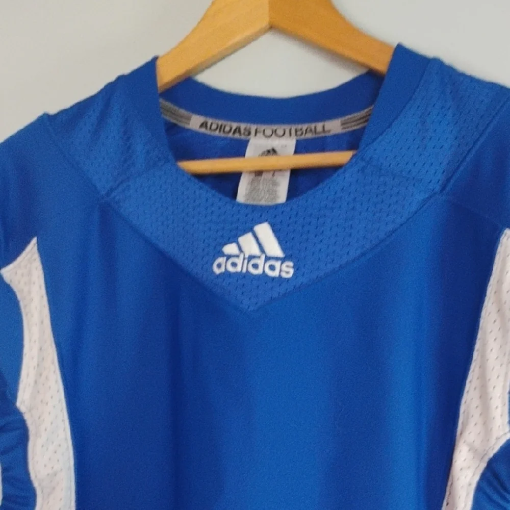 Adidas Football Blue White Performance Jersey Athletic Sporty Activewear Size M